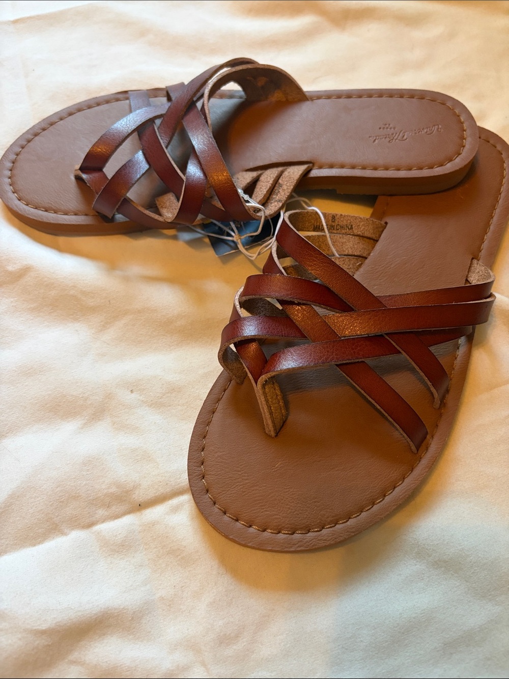 Universal Thread Women's Braided Tan/Brown Slide Sandals